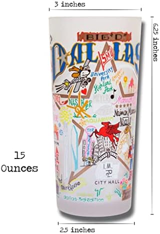 Catstudio Dallas כוס שתייה | יצירות אמנות בהשראת גיאוגרפיה מודפסות על כוס חלבית